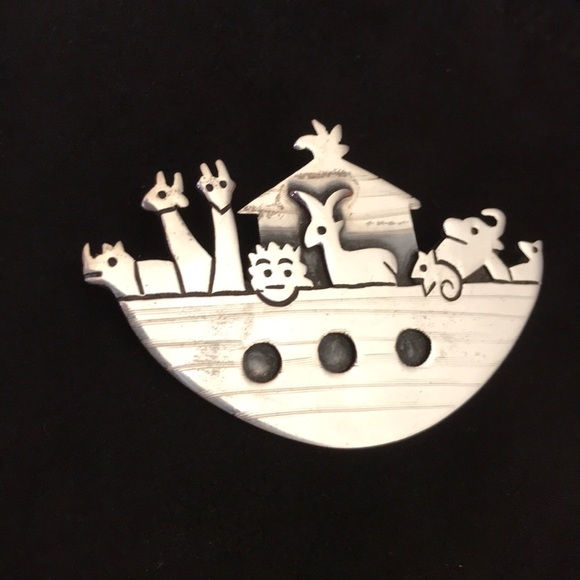 Artisan Sterling Silver Noah’s Ark Pin Brooch - Picture 7 of 8